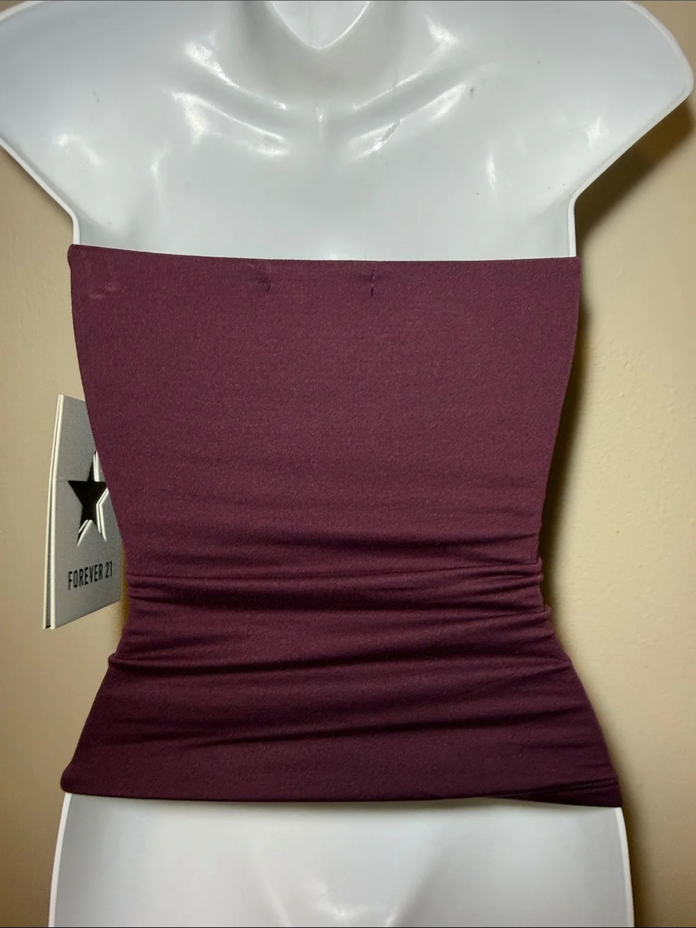 Forever 21 Maroon Strapless Bandeau with Rhinestone Cherry Accent